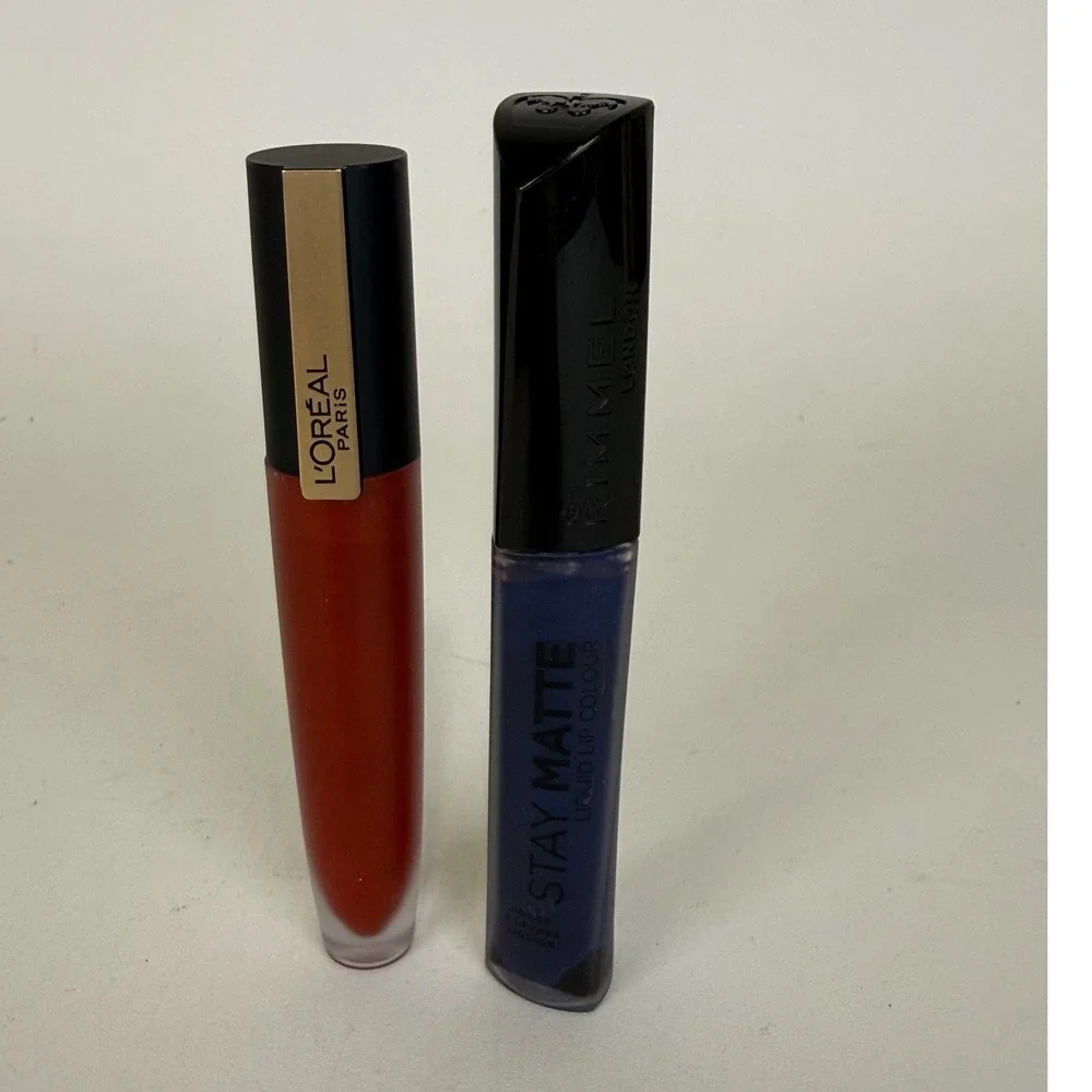 L'Oreal Rimmel Liquid Lipstick Bundle 2pc Matte Red Blue Long Wear New